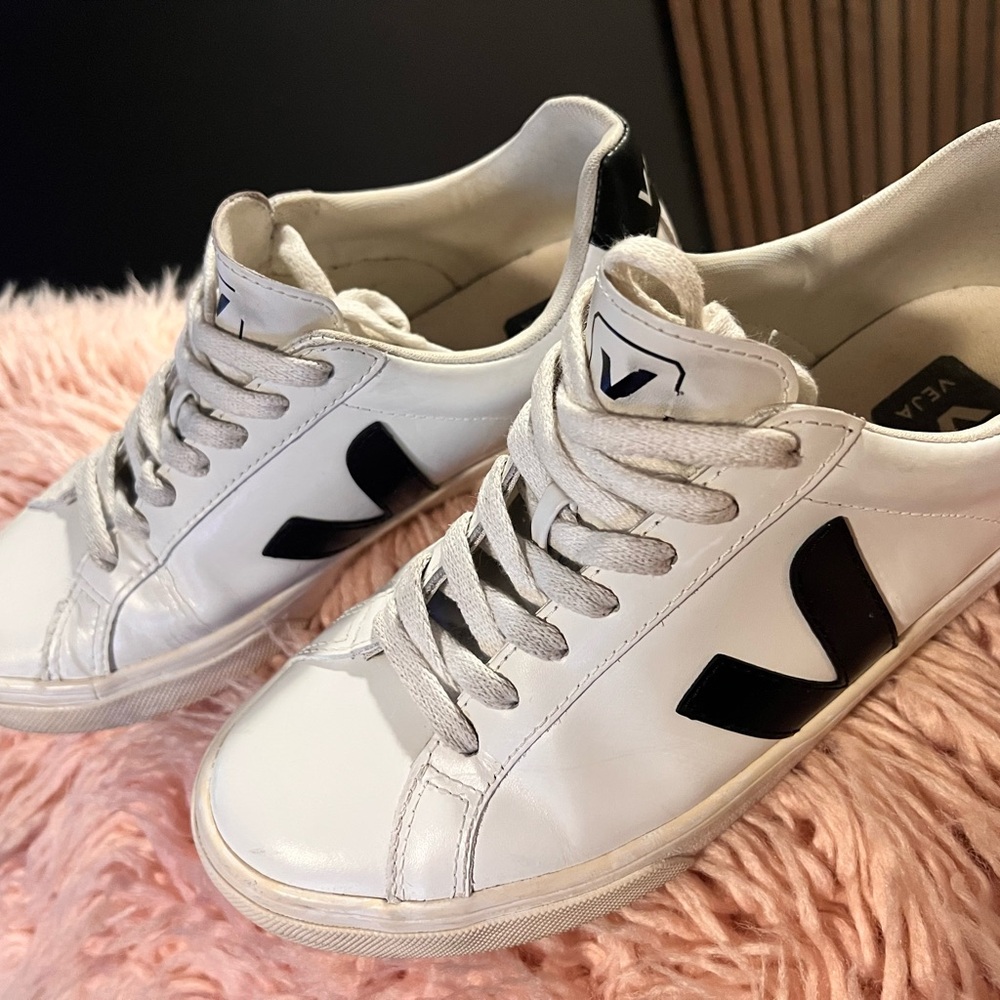 White Sneakers with Black Accents